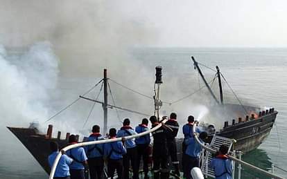 Indian Coast Guard rescues fishermen after boat catches fire