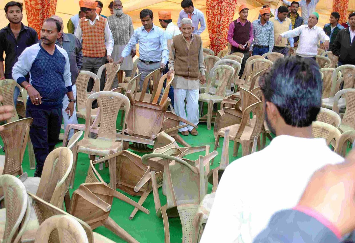 party worker through chairs in youth sammelan 