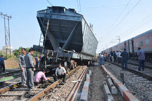 Two wagons of a goods train derailed