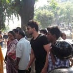 Gurmeet Choudhary SPOTTED in a queue outside Bank