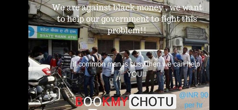book my chotu a new app to rent a person for standing in bank and atm queues