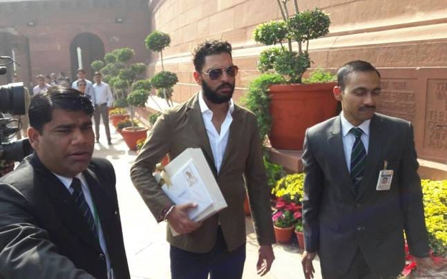 Yuvraj Singh in Parliament to invite PM Modi for his wedding