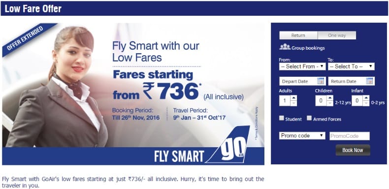 Go air offered low price air travel