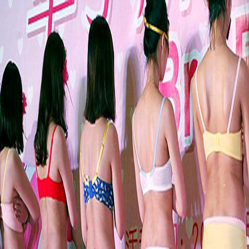 Women go shopping wearing only bikni