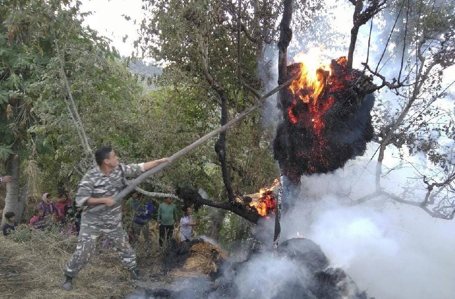 Jmrson village grass fire burns eight Lutte