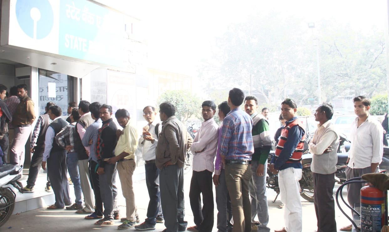 Rs ventured into the ATM, there was line