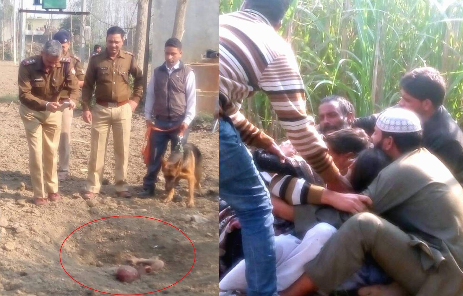 child dead body found buried in field.