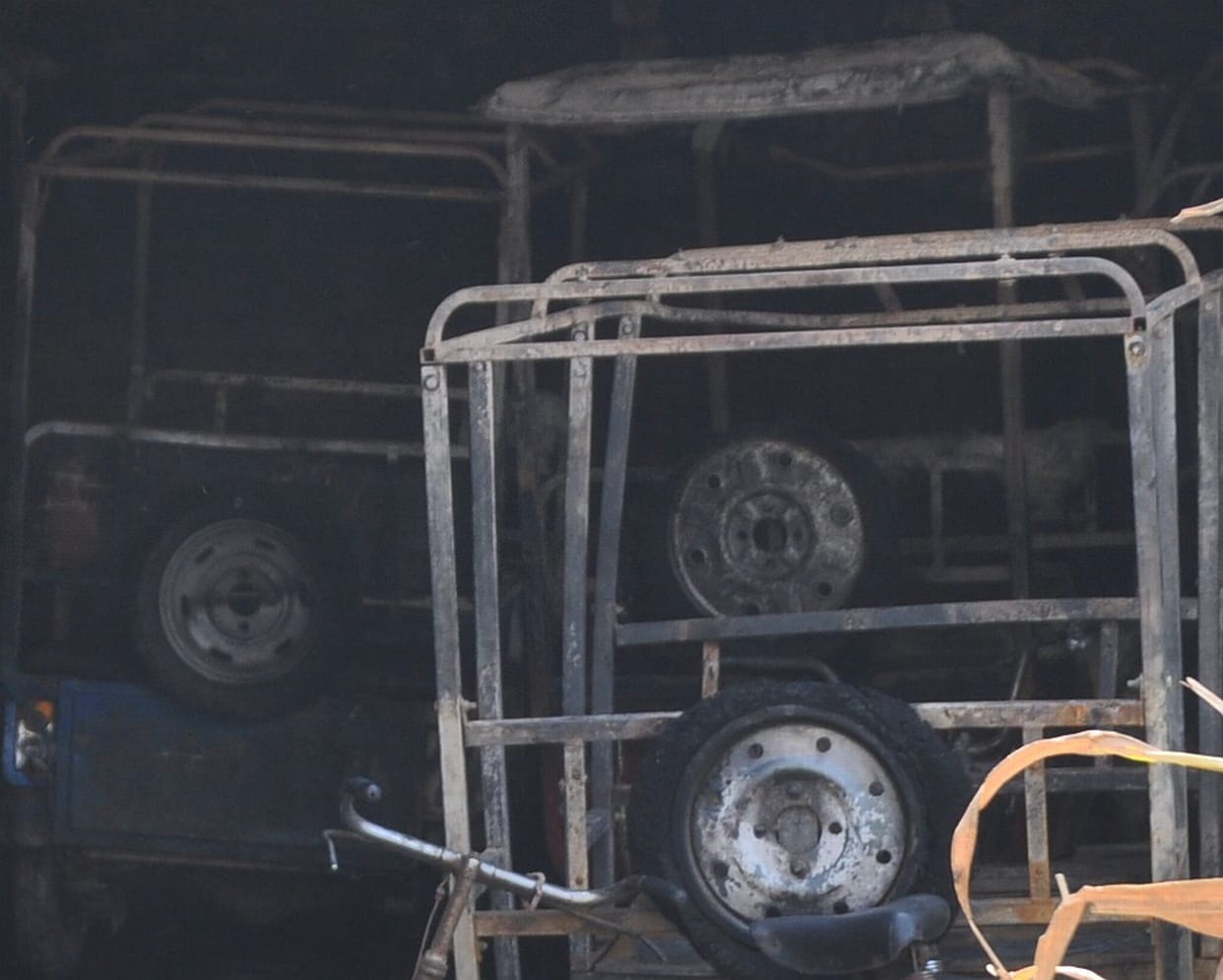 E-rickshaw parking fire.