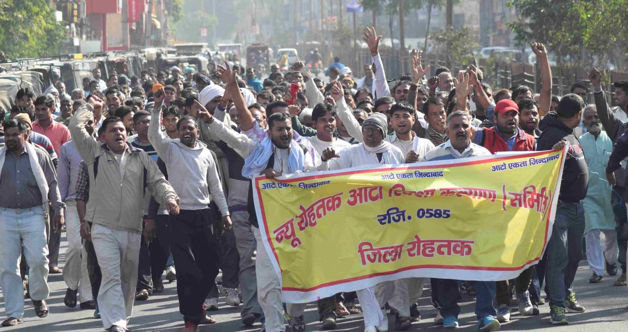auto, route, city, haryana, rohtak, protest, haryana