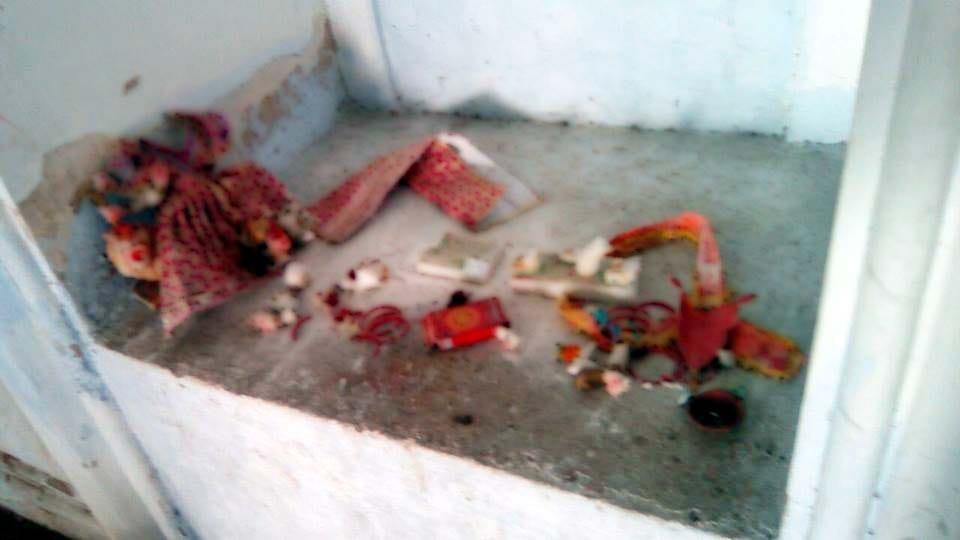 temple sculptures broke devotees are in stress police deployed