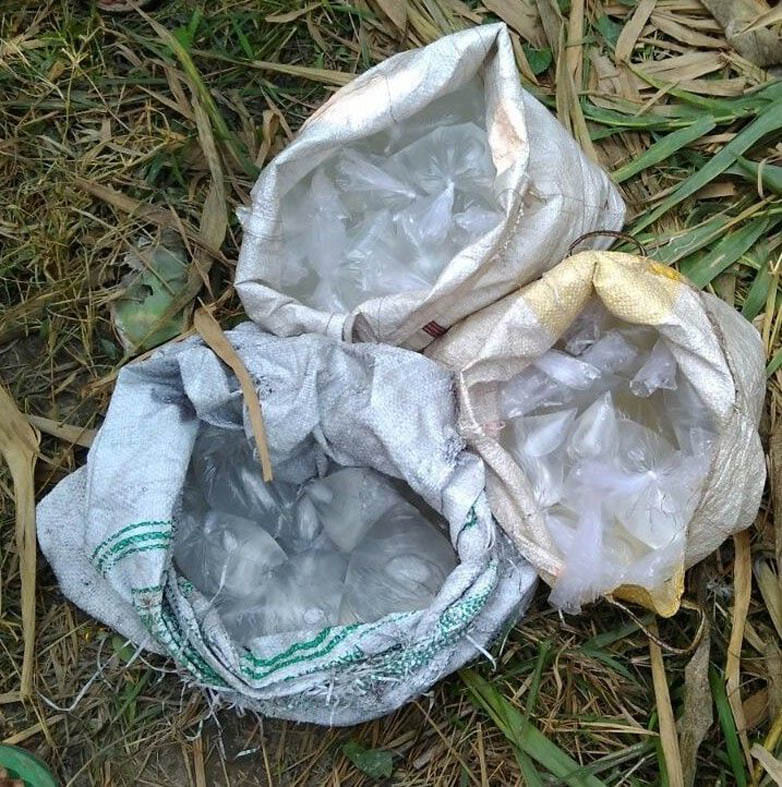 Plastic bags found in the raw wine 