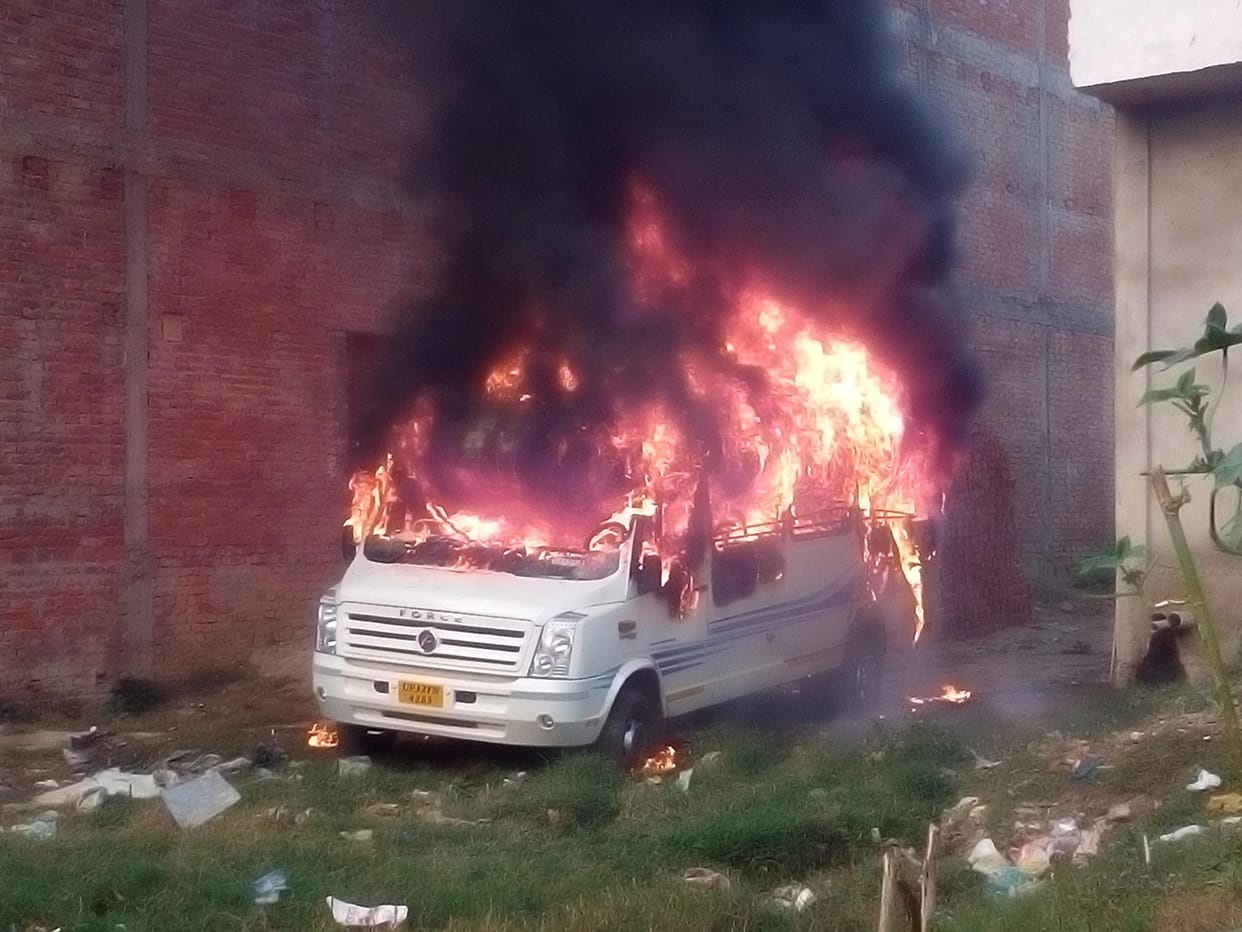 Woman died in the accident, burnt bus
