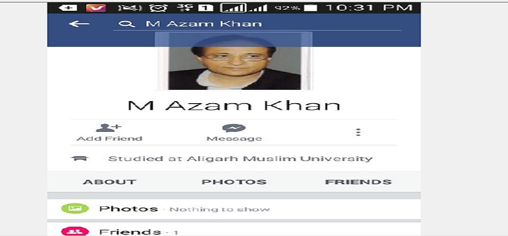 someone created a fake facebook ID on the name of Azam Khan 