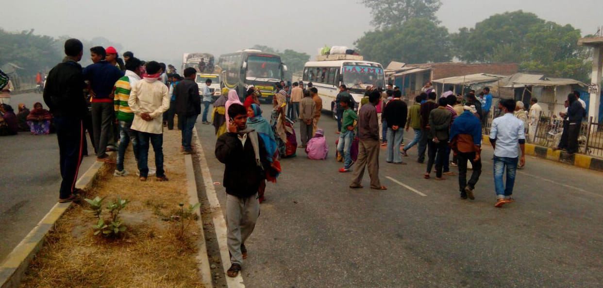 Angry people blocked the highway