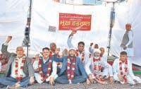 Roadways employees sitting on hunger strike for demands, Karnal