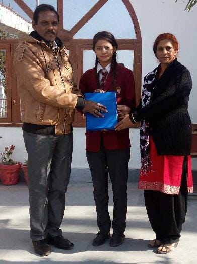 The winning student honored