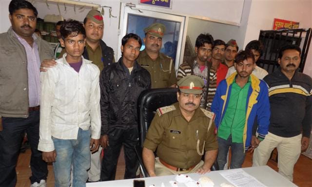 Police gang of thieves climbed handle