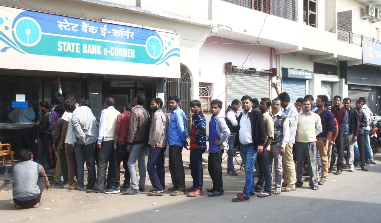 big line infront of atm