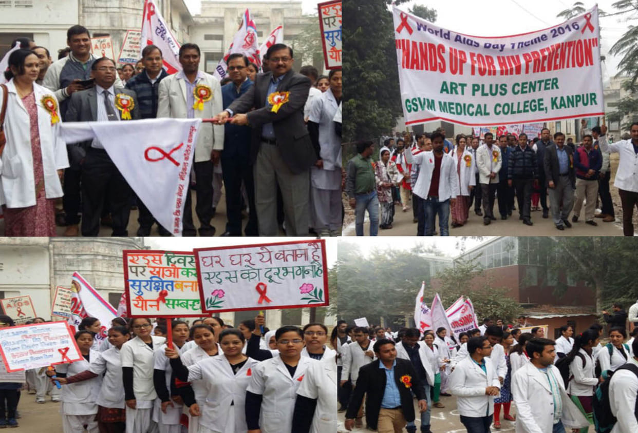 march by medical studentson world aids day at kanpur
