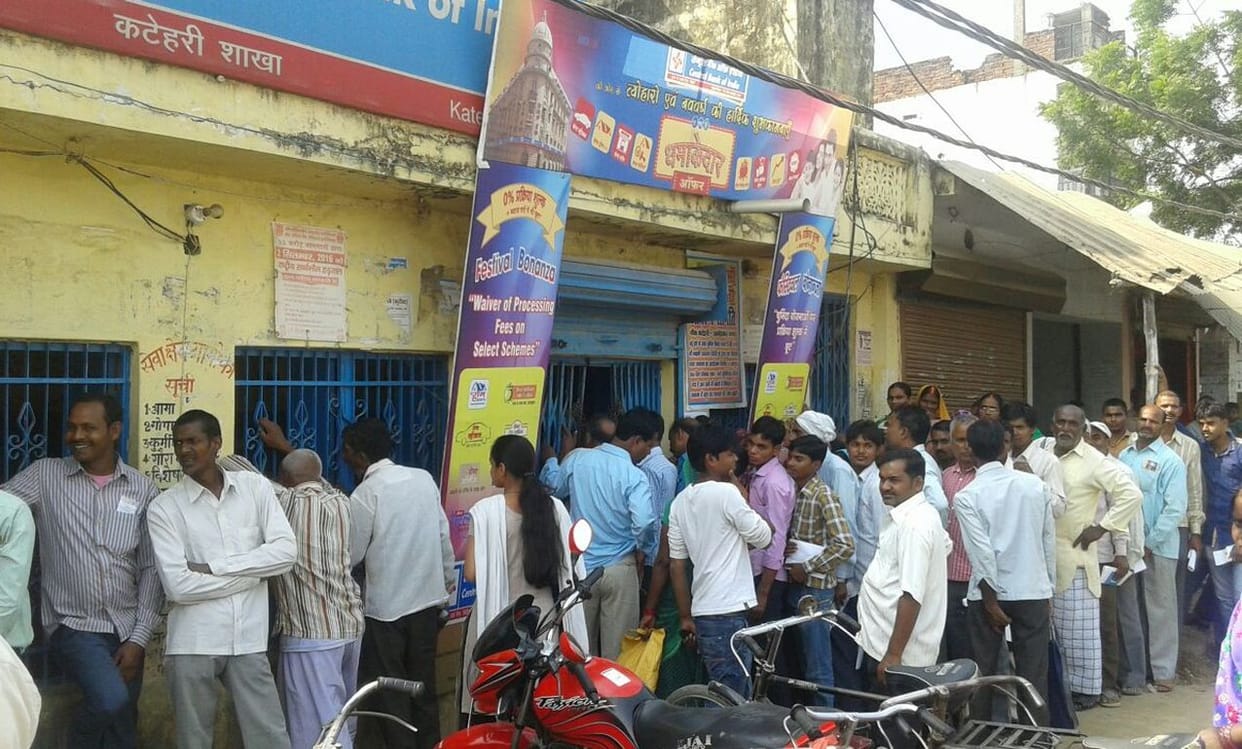Disappointed pensioners and employees returned from bank