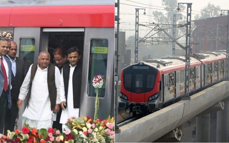akhilesh yadav flags off to lucknow metro trial run