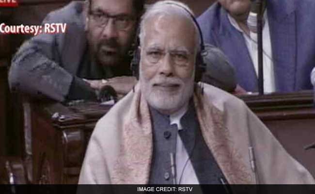 Prime minister Narendra Modi sits in Rajya Sabha during adjournment