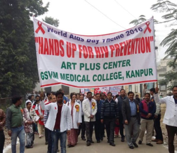 march by medical studentson world aids day at kanpur