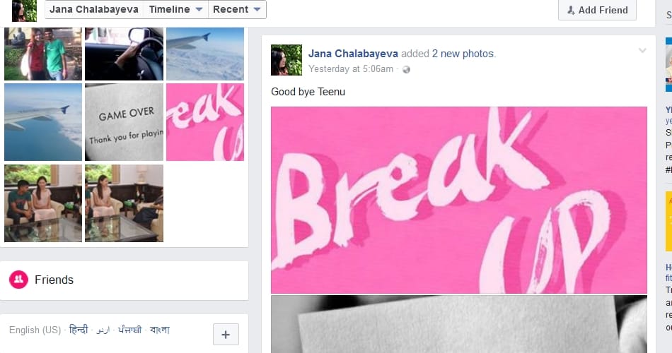 kazakhstan girl zahna told reason of breakup with tinu vaya facebook status