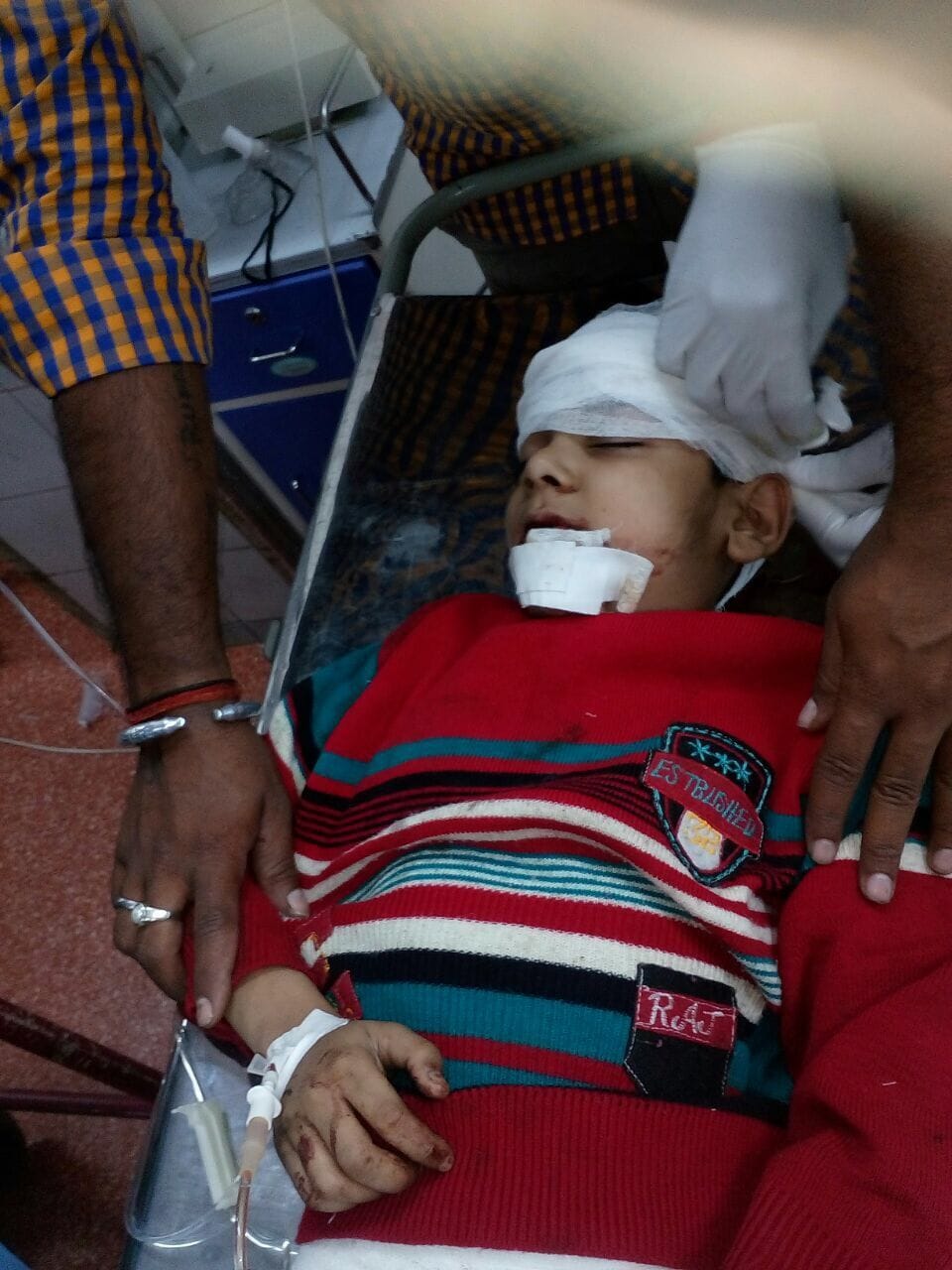 woman met with accident while saving his son