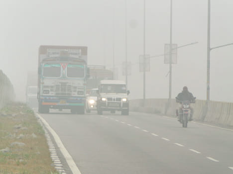 Commanded by fog at highway