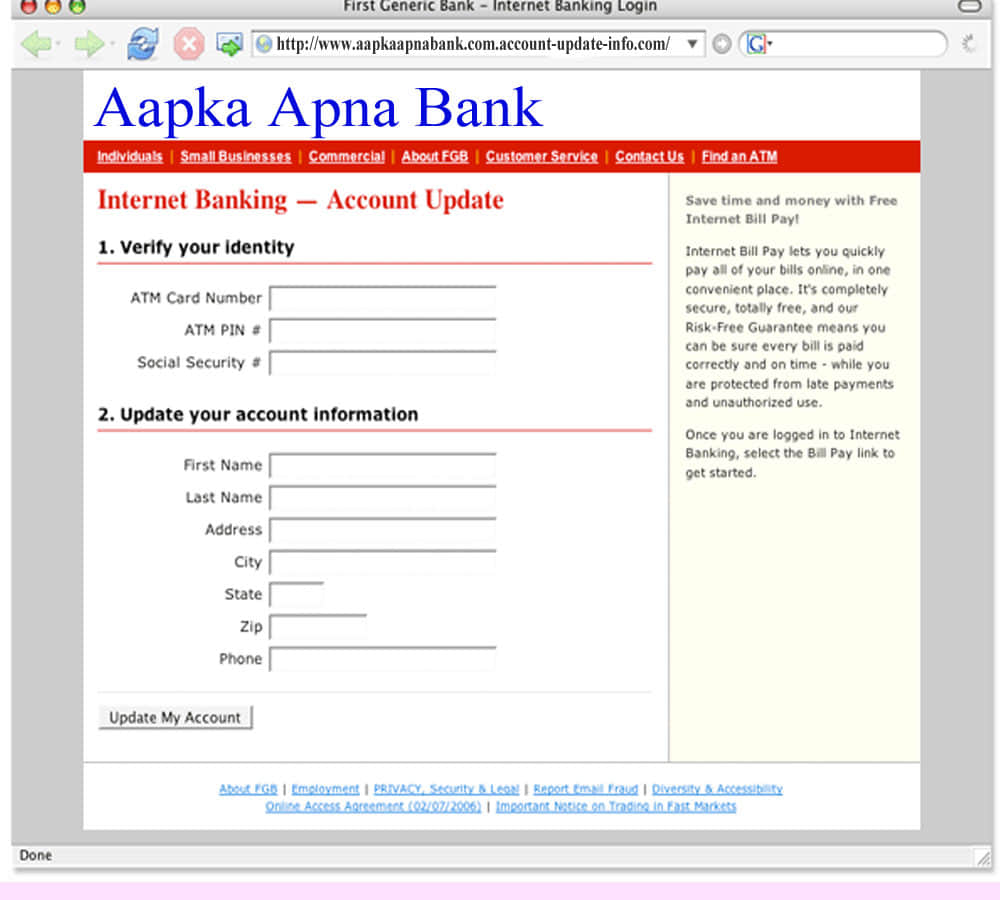 phishing websites stealing information from sbi icici 24 other banks us report