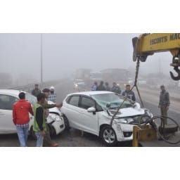 fog, weather, road accident, 10 vehicle damage, one dead, 10 injured, karnal