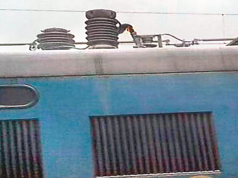 goods train engne pentro caught fire