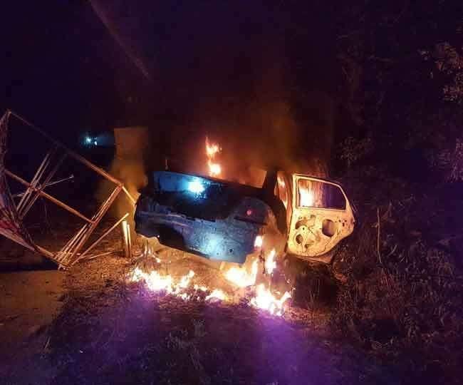 car caught fire after accident