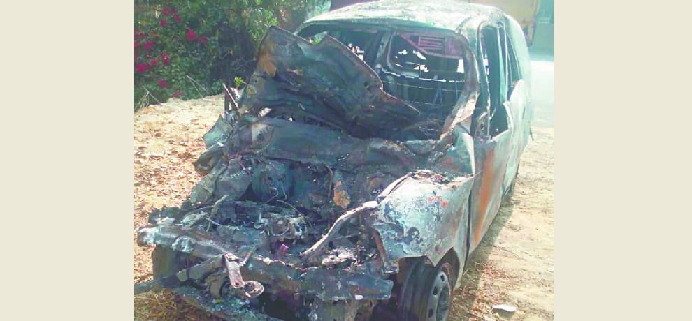 Bus collided with a car, civil engineer burned alive