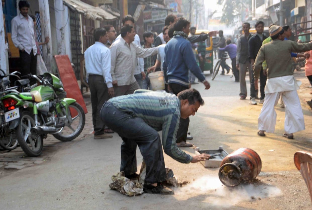 LPG fire was splashed