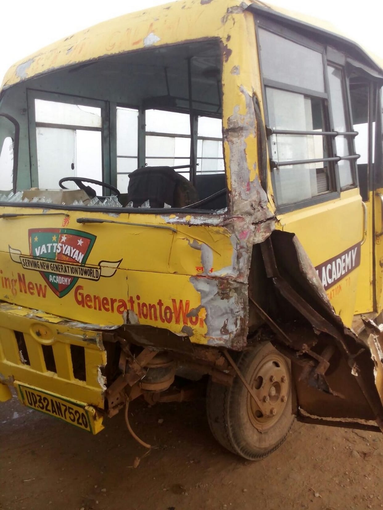 School bus collided with tanker