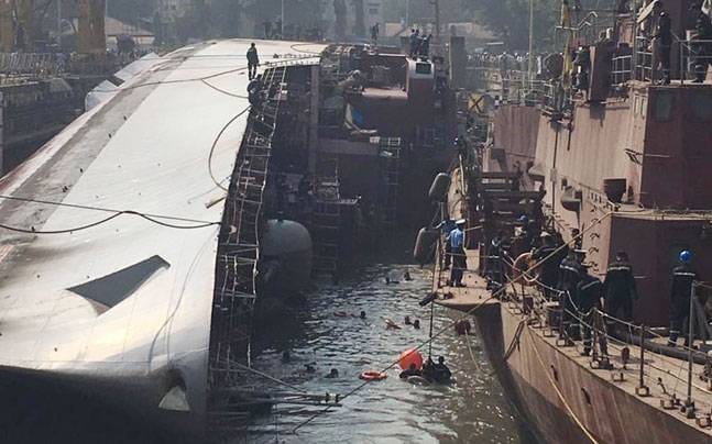 INS Betwa tipped over while undocking in Mumbai, naval spokesperson DK Sharma, Two sailors died