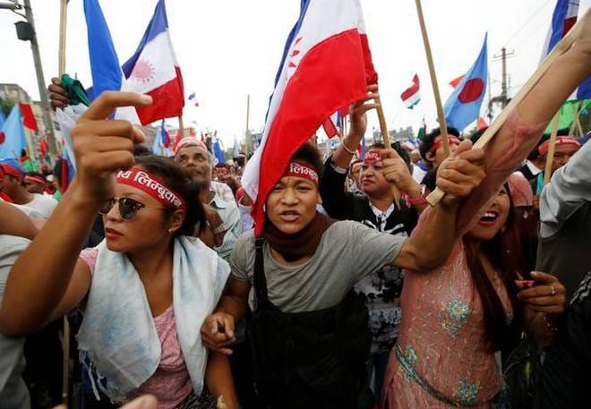 Protest in Nepal against constituional amendments by anti madhesi group