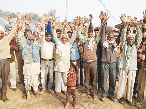 The procession was led by the villagers to house the school and commotion