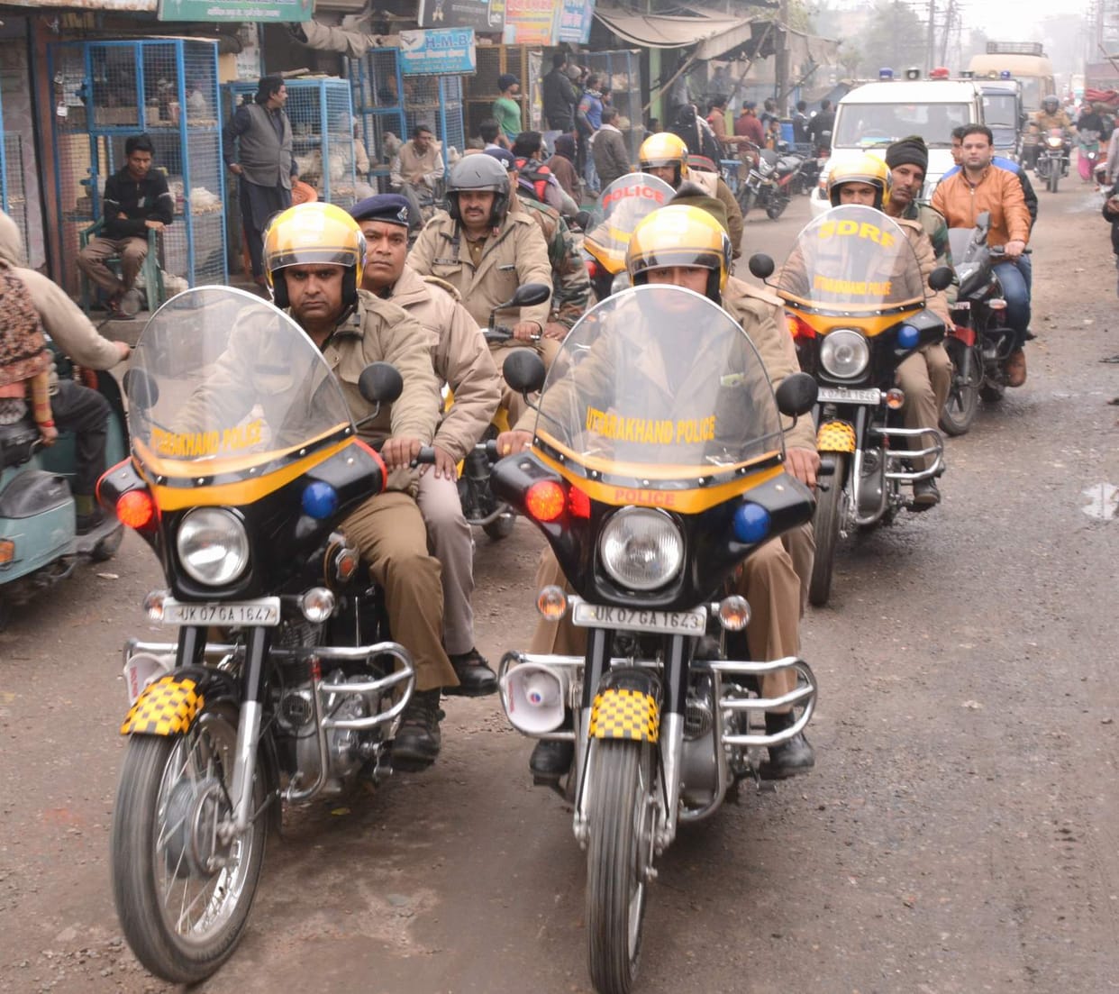 police alert on shaurya diwas, police flag marched