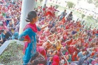 aanganbari, workers, protest, kaithal