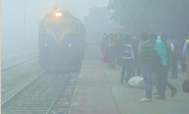 Fog road, track impressed