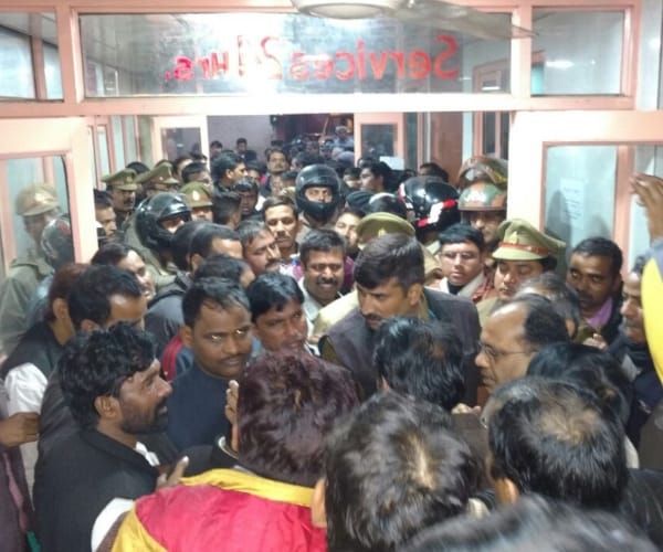 One died in lathicharge in Lucknow.