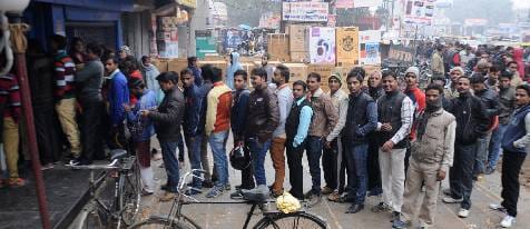 In winter the long lines at the ATM