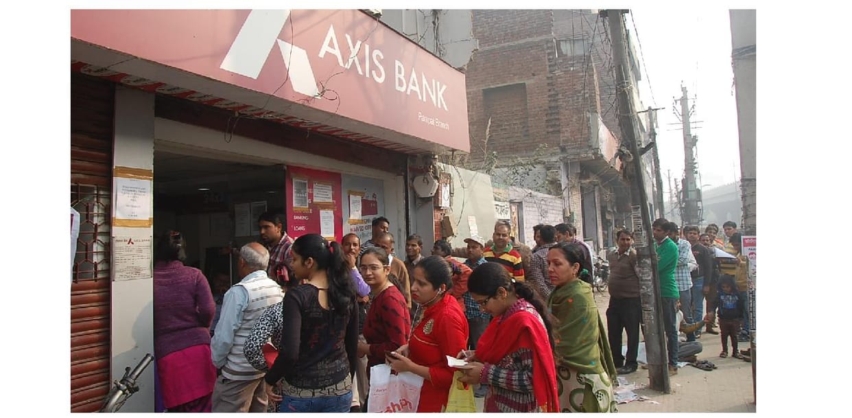 bank, note bann, lines, panipat, haryana
