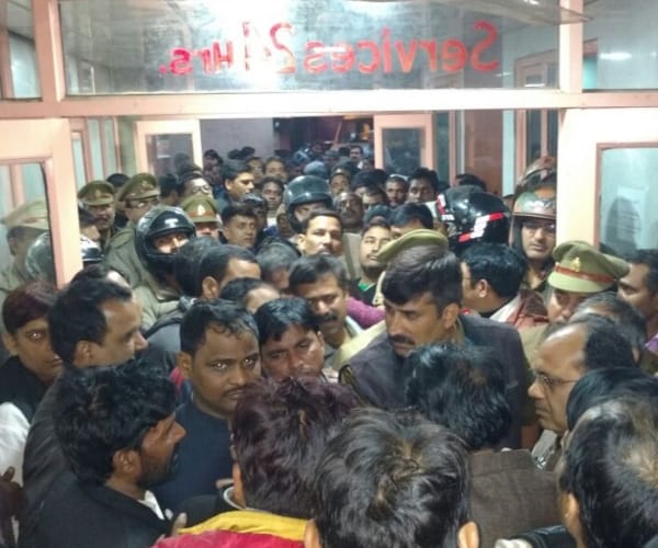 One died in lathicharge in Lucknow.