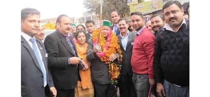 cm virbhadra singh on a visit to distt bilaspur