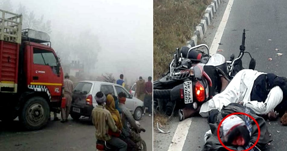 Tripling in the mist on the bike, accident, two death in haryana