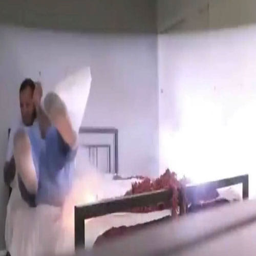 girl lights FIREWORKS next to her sleeping' boyfriend 